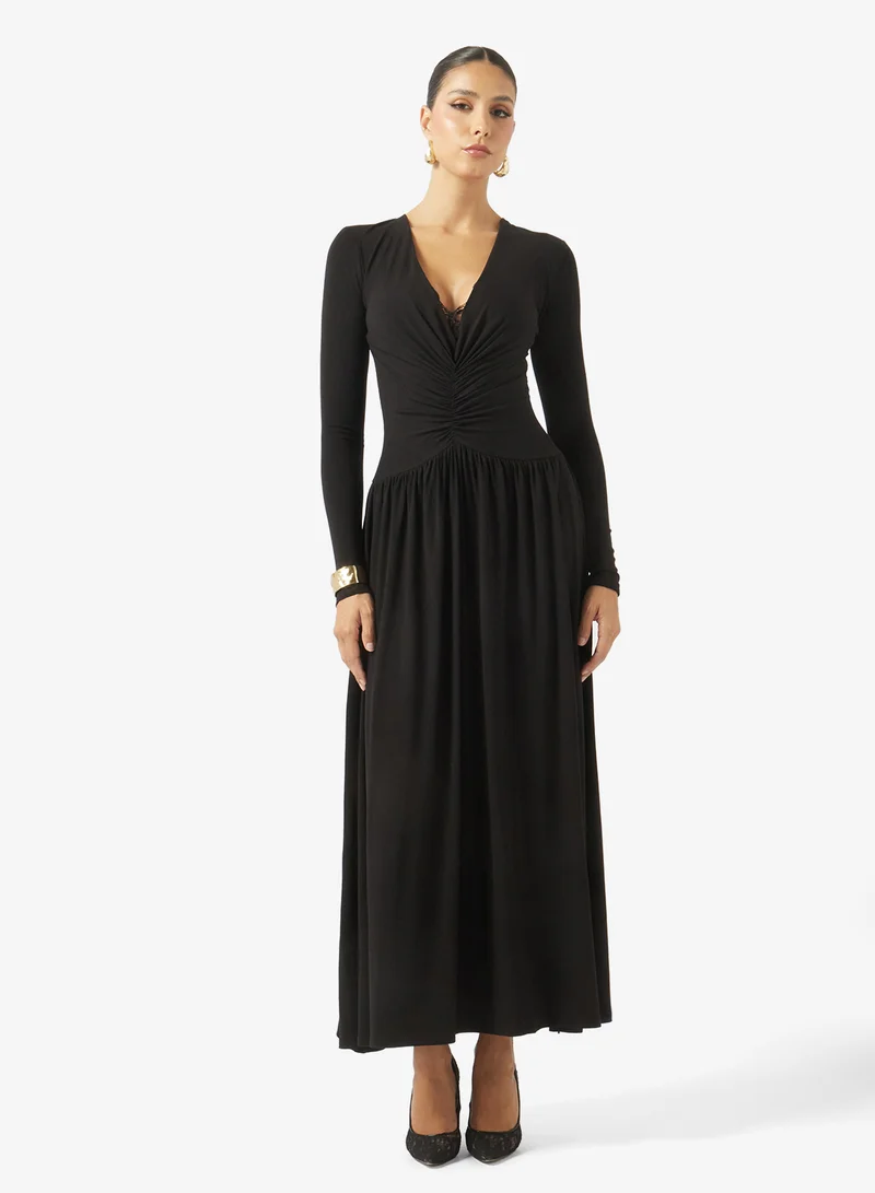 ايلا A-line Dress With Lace Neckline