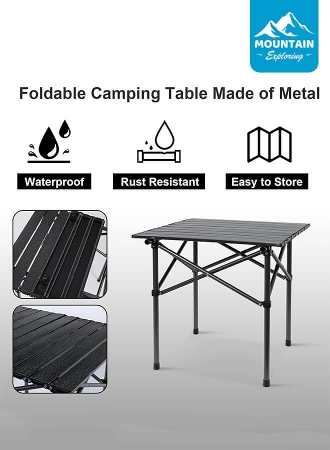 استكشاف الجبال طاولة تخييم قابلة للطي ومحمولة، تتحمل حتى 60 كجم، مزودة بحقيبة تخزين، مناسبة للنزهات الخارجية، الشواء، الحديقة، والشرفة، باللون الأسود - Image 4