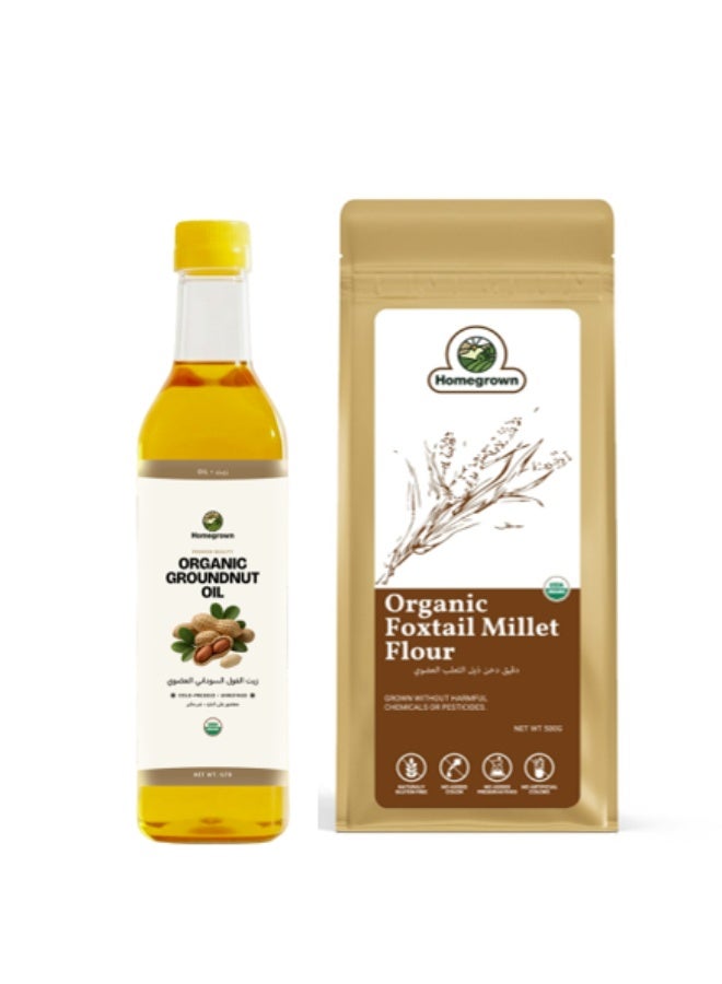 HG Organic Groundnut Oil + HG Organic Foxtail Millet Flour ( Kangni Atta ) ( 2 Pack  )