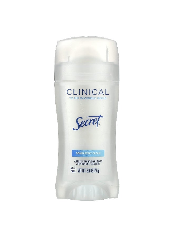 Secret, Clinical 72 HR Invisible Solid Deodorant, Completely Clean,  2.6 oz (73 g) - Image 1