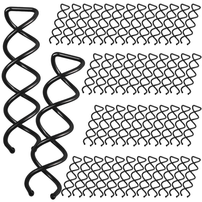 FANDAMEI 50PCS Spiral Hair Pins, Spin Pins Non-Scratch Round Tips, Twist Screw Hair Pin for Women Bun Hair Style DIY, Spiral Bobby Pins Black - Image 1
