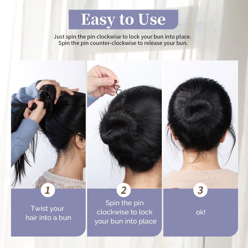 FANDAMEI 50PCS Spiral Hair Pins, Spin Pins Non-Scratch Round Tips, Twist Screw Hair Pin for Women Bun Hair Style DIY, Spiral Bobby Pins Black - Image 5