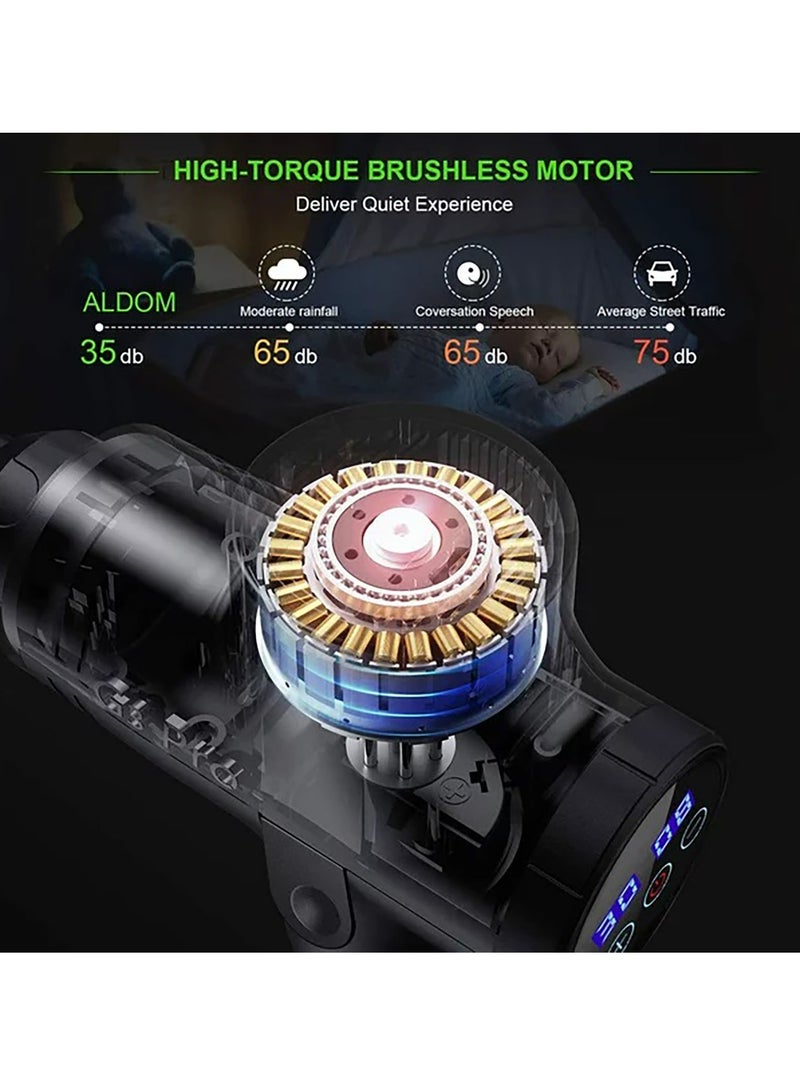 Arabest مسدس تدليك الأنسجة العميقة وجهاز تدليك العضلات للرياضيين، جهاز تدليك عضلات الجسم والظهر المحمول مع 6 رؤوس تدليك وشاشة تعمل باللمس LCD - كربون عصري - Image 3