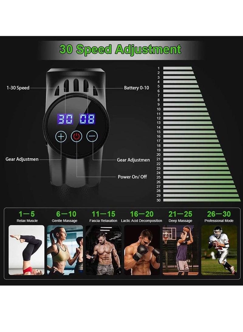 Arabest مسدس تدليك الأنسجة العميقة وجهاز تدليك العضلات للرياضيين، جهاز تدليك عضلات الجسم والظهر المحمول مع 6 رؤوس تدليك وشاشة تعمل باللمس LCD - كربون عصري - Image 4