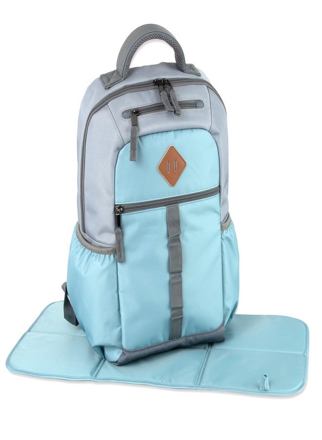 Baby Essentials Two Tone Diaper Bag Backpack with Portable Changing Pad, Stroller Straps, Insulated Bottle Pocket, 2 Pc Set (Teal) - Image 4