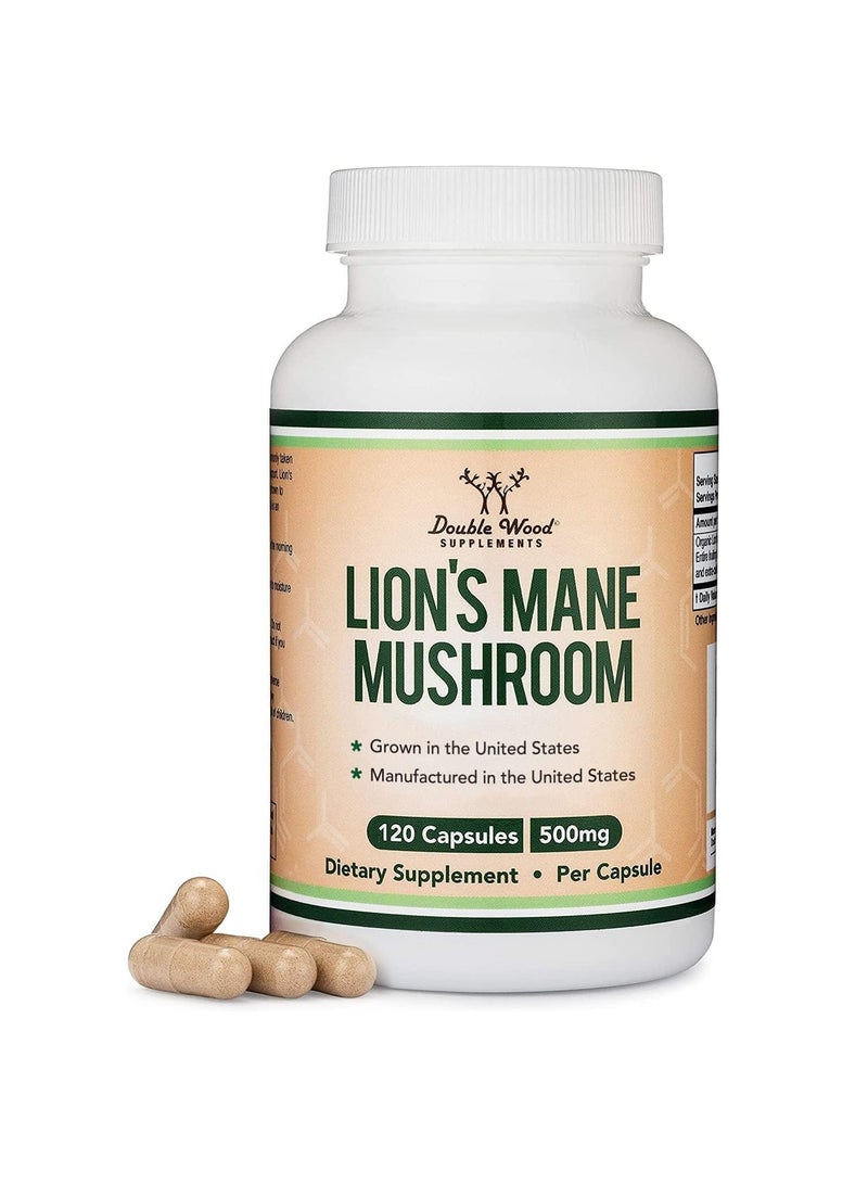 Double Wood Supplements Lion's Mane Mushroom Supplements 500 mg 120 capsules - Image 1