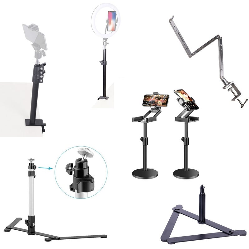 Mobile Phone Live Broadcast Powerful Clip Food Video Pography Mobile Phone Overhead Bracket Fill Light Desktop Telescopic Remake Bracket - Image 2