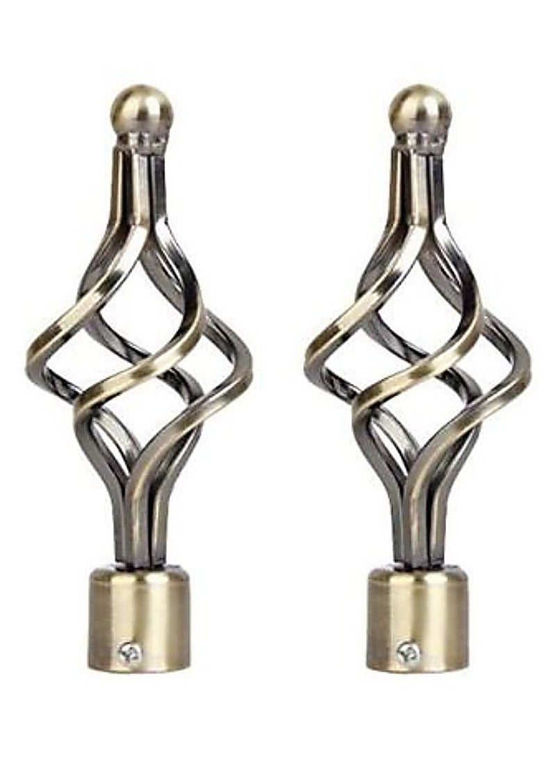 AL WADI FURNITURE Set of 2 Roman Pole Style Heavy Duty Luxury Extendable Curtain Rods, Metal Single Rods Finials Decorative End Window Treatment Rods Drapery Rods (BRASS, 200 – 400 cm) - Image 4