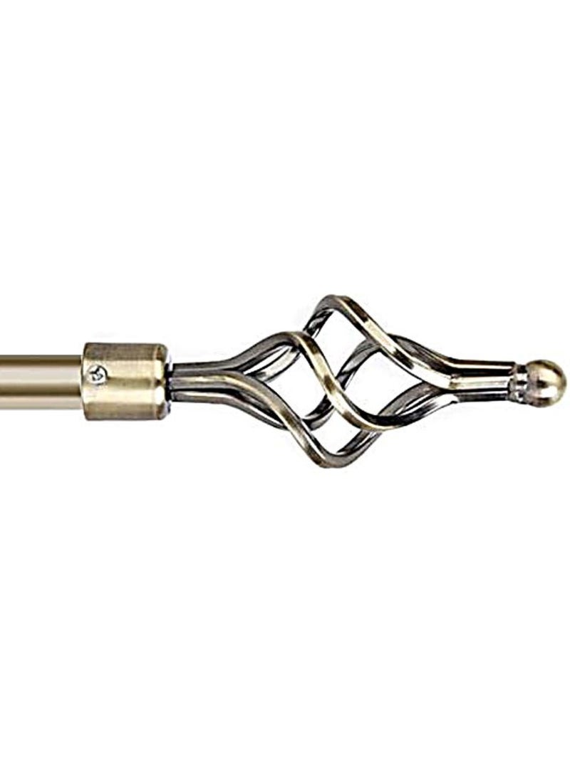 AL WADI FURNITURE Set of 2 Roman Pole Style Heavy Duty Luxury Extendable Curtain Rods, Metal Single Rods Finials Decorative End Window Treatment Rods Drapery Rods (BRASS, 200 – 400 cm) - Image 3