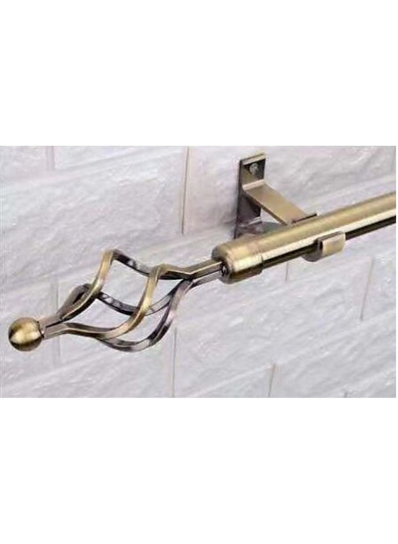 AL WADI FURNITURE Set of 2 Roman Pole Style Heavy Duty Luxury Extendable Curtain Rods, Metal Single Rods Finials Decorative End Window Treatment Rods Drapery Rods (BRASS, 200 – 400 cm) - Image 5