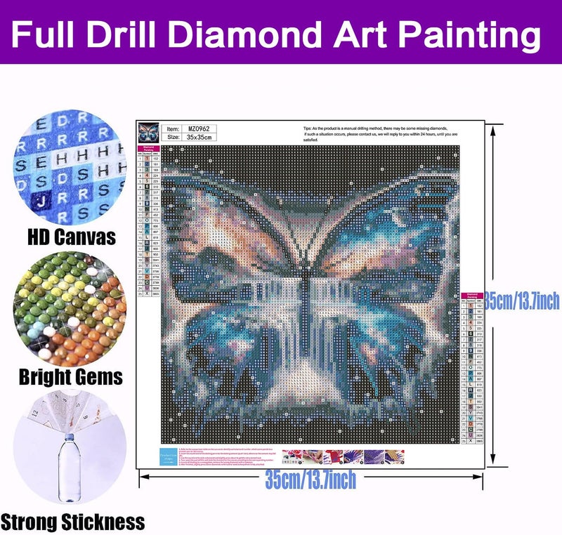 croshom Diamond Art Kits for Adults - Butterfly Diamond Painting Kits for Adults Beginners, Full Drill Diamonds Art Painting Crafts for Home Wall Decor 13.8x13.8in, Landscape - Image 4