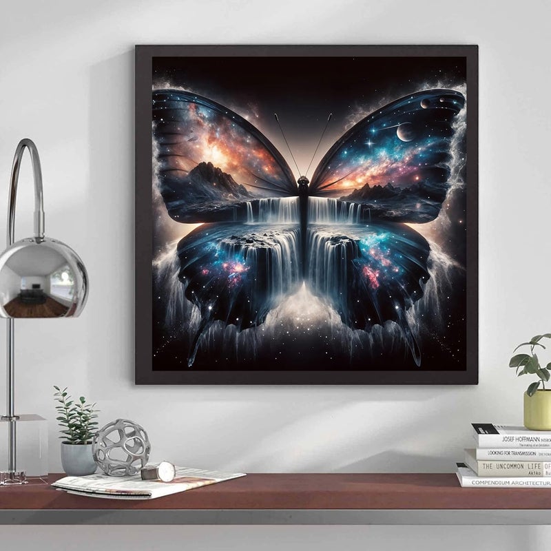 croshom Diamond Art Kits for Adults - Butterfly Diamond Painting Kits for Adults Beginners, Full Drill Diamonds Art Painting Crafts for Home Wall Decor 13.8x13.8in, Landscape - Image 2