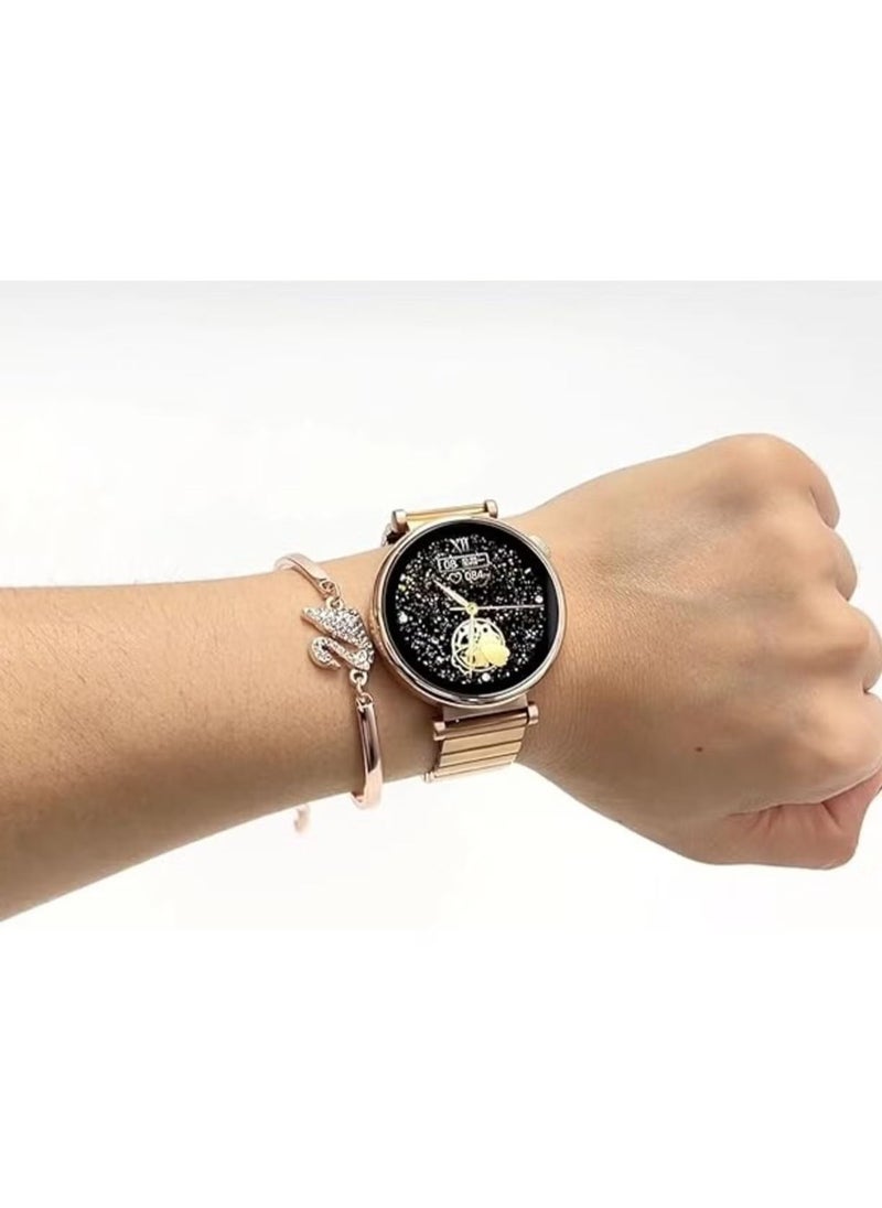 Haino Teko RW43 Round Shape AMOLED Smart Watch for Ladies | Stylish Rose Gold Bracelet, 3 Interchangeable Straps, Fitness Tracker, Heart Rate Monitor, Sleep Tracker, IP68 Waterproof, Bluetooth Call, Compatible with iPhone & Android | Gold – Elegant Design with Advanced Features for Health Monitoring, Smart Notifications, and All-Day Comfort. Perfect for Fashion-Forward Women. - Image 5