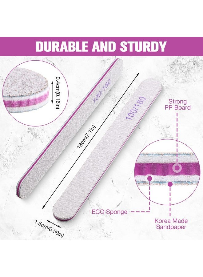 Minatee 150 Pieces 100/180 Grit Nail Files Double Sided Emery Board Washable Emery Boards Reusable Nail Buffers Manicure Tools For Natural Nails Acrylic Nails Home And Salon Use - Image 2