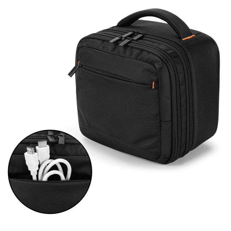 CURMIO Double Layers Projector Case, Mini Projector Carrying Bag Compatible for DR.J Professional and QKK Mini Projector, Black - Image 3
