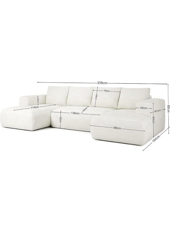 Lambi Wool-Blend U-Shaped Sofa set  Stylish Modern Couch (Beige)