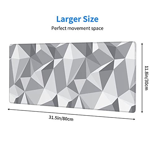 Echoserein Grey Geometric Gray Gaming Mouse Pad Large XL Desk Mat Abstract Long Extended Pads Big Mousepad for Home Office Decor Accessories - Image 3