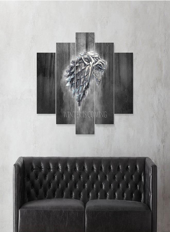 PRINTELLIGENT Movies Set Game of Thrones Multiple Frames Wall Art for Home Decor (Multicolour, 10 x 20 inch) - 5 Panels - Image 1