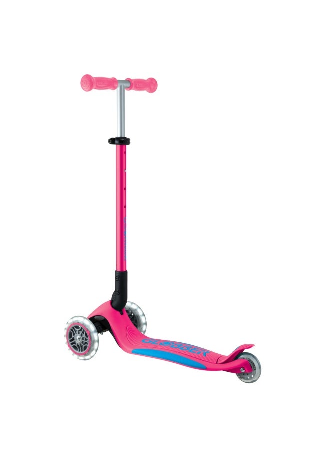 GLOBBER - Globber Primo Foldable Plus Lights 3-wheel Kick Scooter in Fuchsia - Image 1