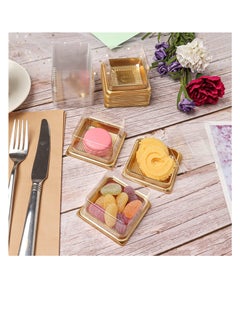 SYOSI Cupcake Boxes, Mini Mooncake Box, 50Pack Individual Cake Boxes Container, Plastic Transparent Mooncake Box Cake Cookies Muffins Box, for Baby Shower Wedding Birthday Party Supplies (Gold Base)  - Image 3