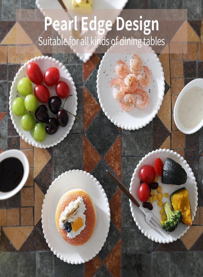 OMAYKEY 5.5 Inch Round Appetizer Plates, Salad Plates Set, Ceramic Small Dessert Plates, Serving Plates for Cake, Snacks, Side Dish, Sushi - Microwave, Oven, Dishwasher Safe, Set of 12, White - Image 5