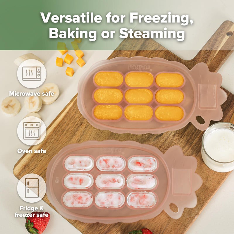 Haakaa Silicone Nibble Freezer Tray -Breastmilk Teething Popsicle Mold - Baby Fruit Food Feeder Teether Tray - Baby Food Maker - Ice Cube Tray - 4 Months+ Babies - BPA Free - Blush - Image 3