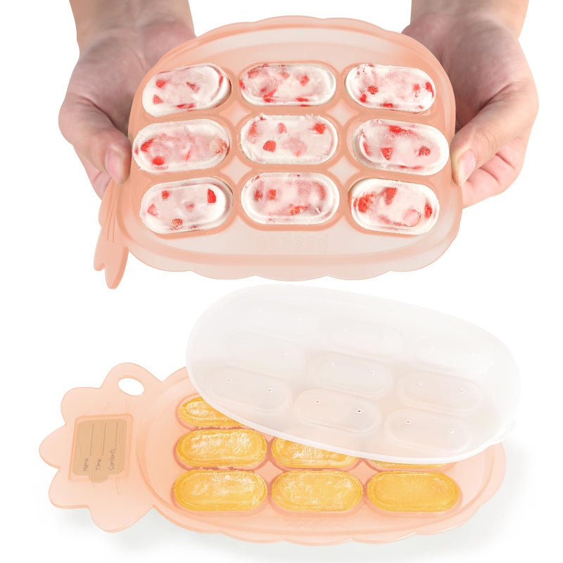 Haakaa Silicone Nibble Freezer Tray -Breastmilk Teething Popsicle Mold - Baby Fruit Food Feeder Teether Tray - Baby Food Maker - Ice Cube Tray - 4 Months+ Babies - BPA Free - Blush - Image 1