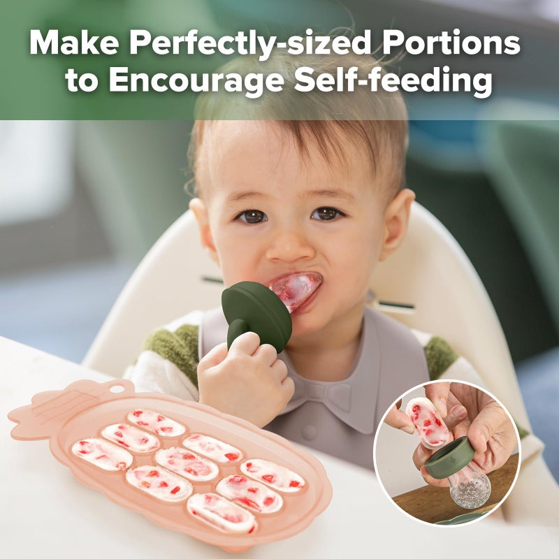 Haakaa Silicone Nibble Freezer Tray -Breastmilk Teething Popsicle Mold - Baby Fruit Food Feeder Teether Tray - Baby Food Maker - Ice Cube Tray - 4 Months+ Babies - BPA Free - Blush - Image 2