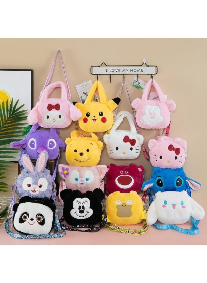 Plush Bag Women's Crossbody Bag Cartoon Children's Bag Winter Cute Little Girl Doll Portable Shoulder Bag-Specifications:About 20- 25cm-Color:Strawberry Bear  - Image 2