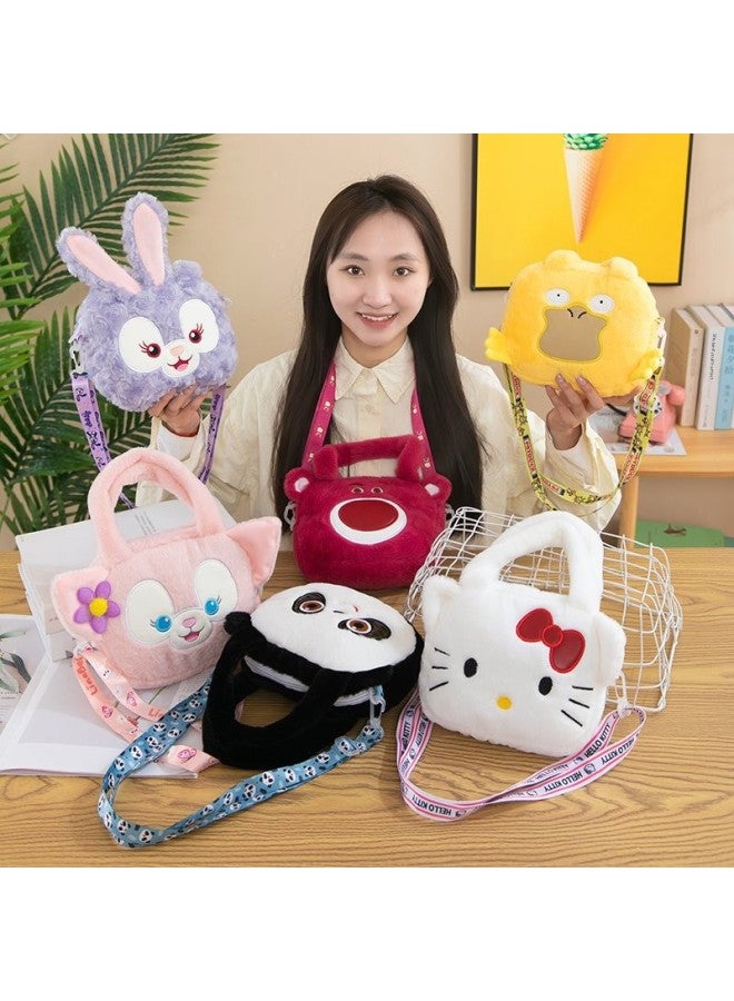 Plush Bag Women's Crossbody Bag Cartoon Children's Bag Winter Cute Little Girl Doll Portable Shoulder Bag-Specifications:About 20- 25cm-Color:Strawberry Bear  - Image 4