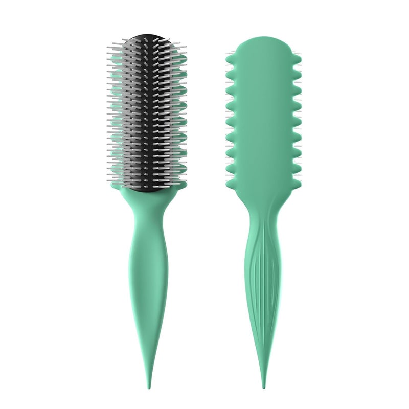 AM800 Curl Defining Brush9Rows Premium Styling Hairbrush for Curly Hair Enhances Curls Definition  Separation Green