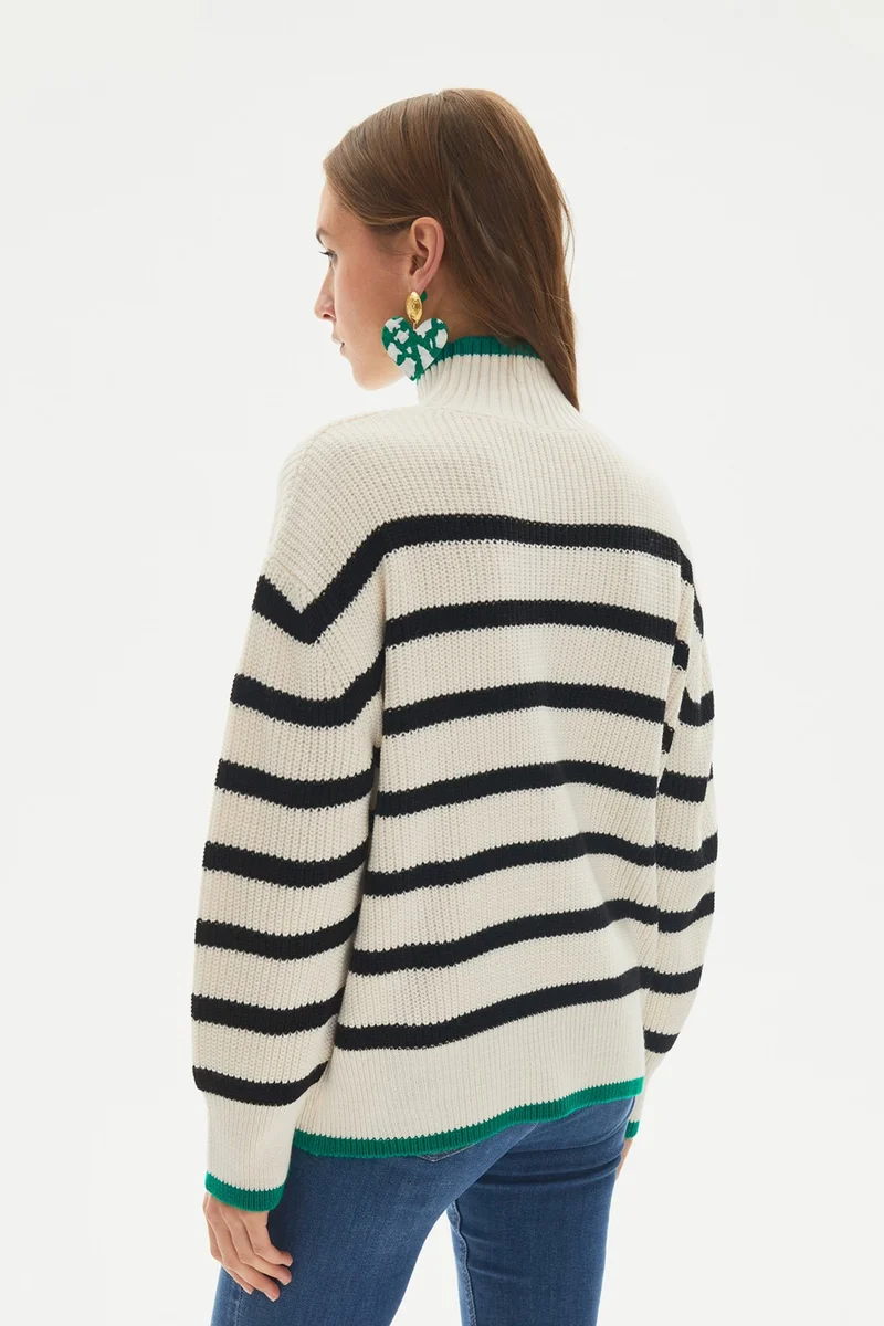 جون Oversize Striped Color Block Knitwear Sweater
