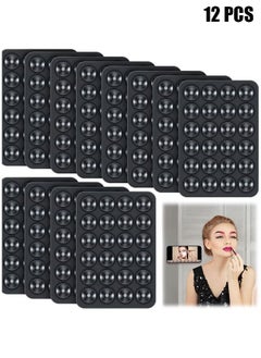 HY Silicone Phone Suction Mat, Non Slip Phone Suction Cup Mat, Adhesive Phone Accessory Holder, Suitable for Home Kitchen Mirror Bathroom (12Pcs, Black)  - Image 1