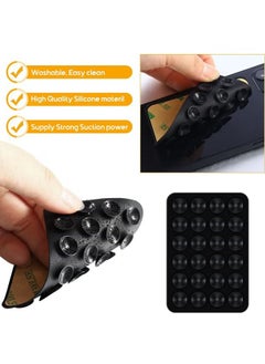 HY Silicone Phone Suction Mat, Non Slip Phone Suction Cup Mat, Adhesive Phone Accessory Holder, Suitable for Home Kitchen Mirror Bathroom (12Pcs, Black)  - Image 2