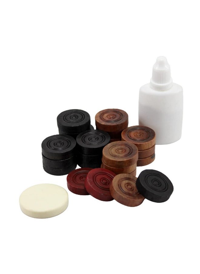StonKraft - StonKraft Wooden Carrom Board Coins Pieces Combo Pack - 24 Carrom Coins, 2 Queens, 1 Striker and 1 Powder - Image 1