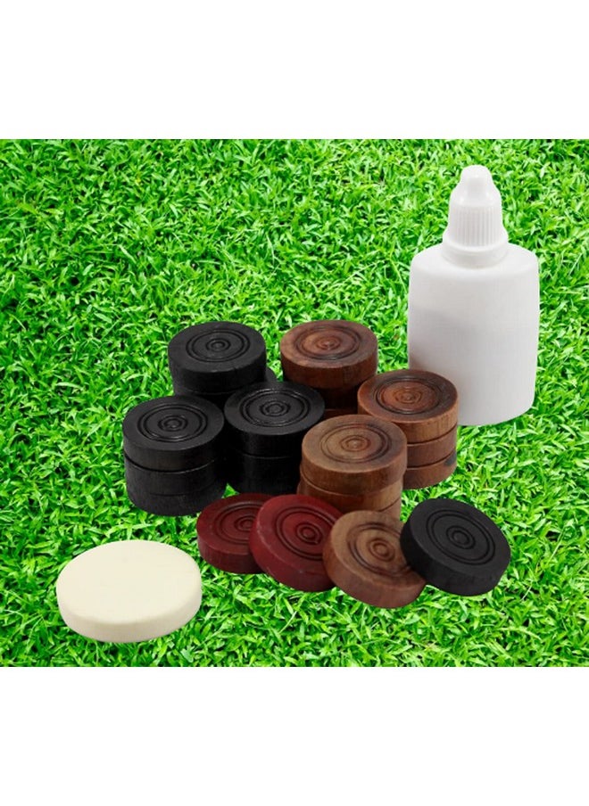 StonKraft - StonKraft Wooden Carrom Board Coins Pieces Combo Pack - 24 Carrom Coins, 2 Queens, 1 Striker and 1 Powder - Image 1