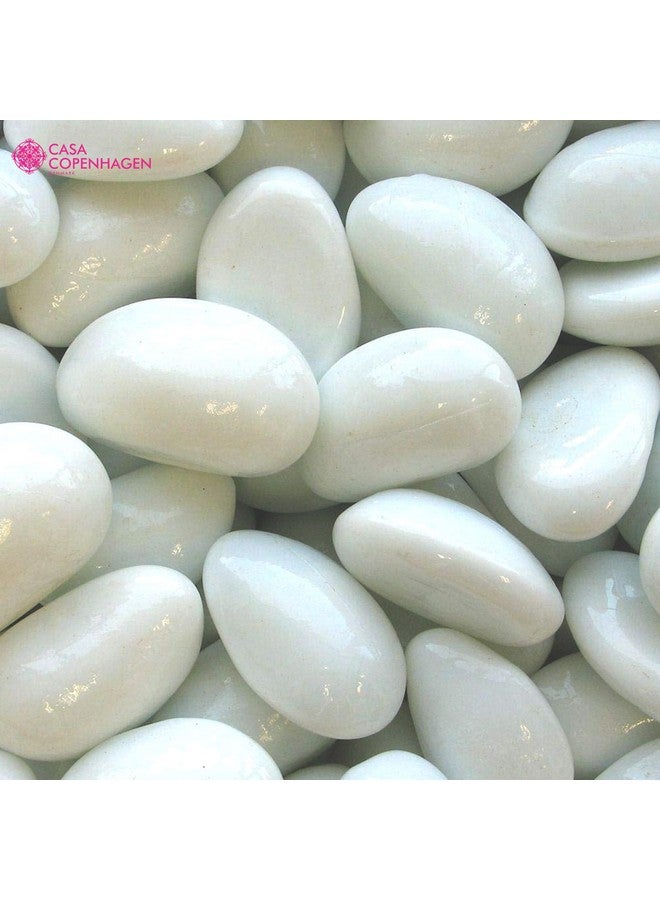 CASA COPENHAGEN حجارة نهرية مصقولة بيضاء كبيرة من كاسا كوبنهاجن (بيضاء، 2 كجم مصقولة) (2.5 سم - 4 سم) لتزيين المنزل، حوض السمك، الحديقة، وحوض السباحة - Image 5