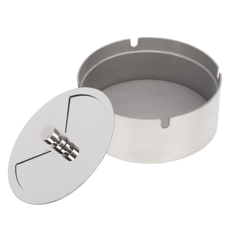 Ashtray Outdoor Stainless Steel Windproof Rainproof Cigarette Tray for Outside Home Table - Image 1