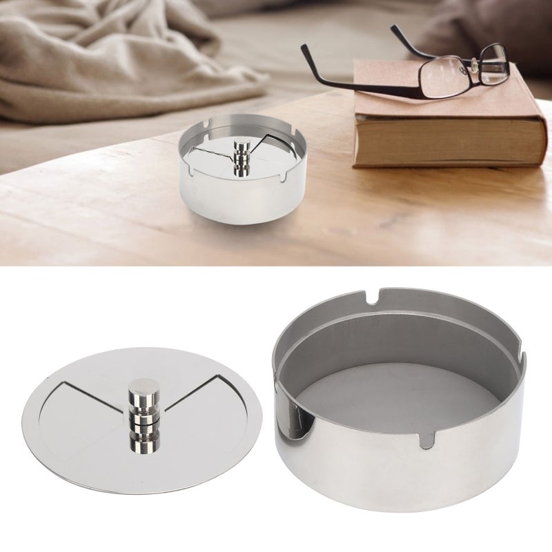Ashtray Outdoor Stainless Steel Windproof Rainproof Cigarette Tray for Outside Home Table - Image 4