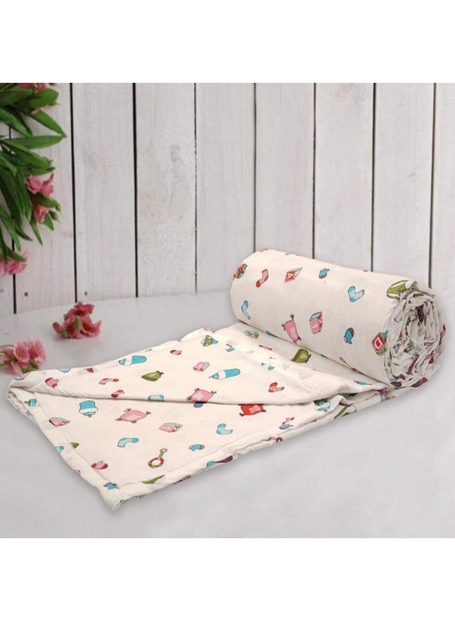 Trance Home Linen Trance Home Linen 150 GSM Pure Cotton Reversible Dohar Single Bed Size | Ac Blanket Comforter | Soft Light-Weight Bed Blanket (56 X 88 Inch, Caps & Dies, Pack of 1), 200 TC, Beige Festive Gifting - Image 1