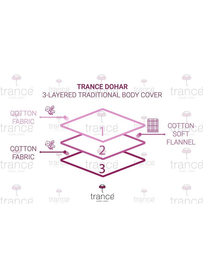 Trance Home Linen Trance Home Linen 150 GSM Pure Cotton Reversible Dohar Single Bed Size | Ac Blanket Comforter | Soft Light-Weight Bed Blanket (56 X 88 Inch, Caps & Dies, Pack of 1), 200 TC, Beige Festive Gifting - Image 4