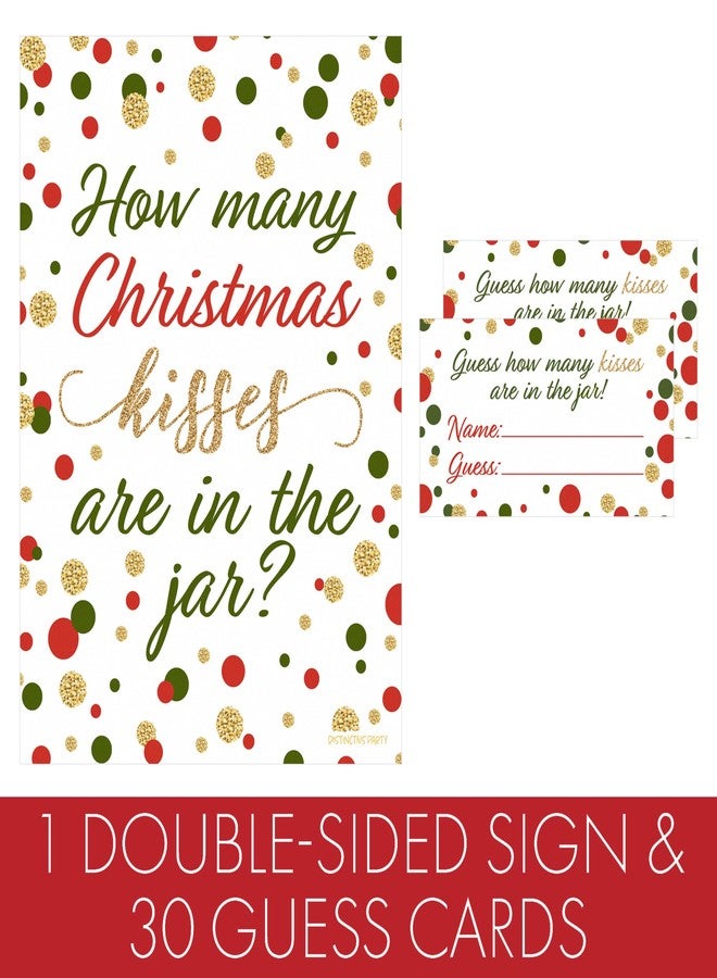 دسكتيكتفز لعبة حفلة عيد الميلاد: كم عدد القبلات؟ (لوحة واحدة مزدوجة الجوانب مع 30 بطاقة تخمين) - Image 3