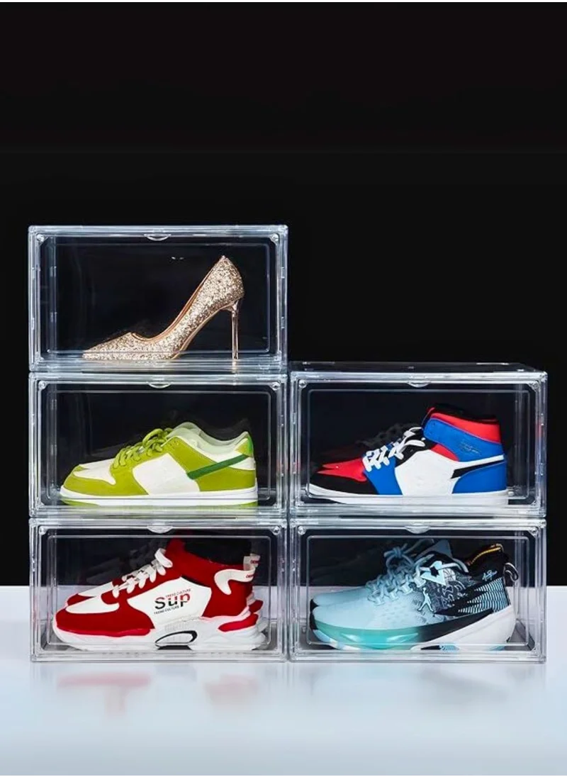 1Chase 4 Pcs Stackable Transparent Shoe Storage Box, Side Open