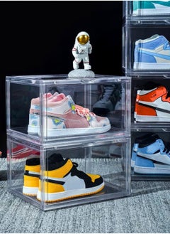 1Chase 4-Pack Stackable Shoe Storage Boxes – Clear Plastic Organizer with Side-Opening Door, Transparent  - Image 4