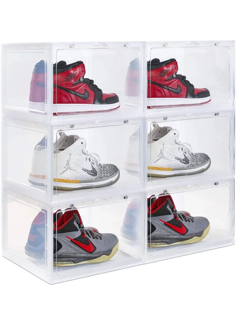 1Chase 4 Pcs Stackable Transparent Shoe Storage Box, Side Open