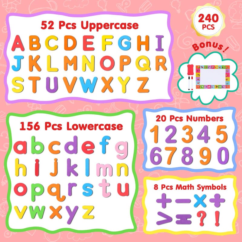 EZIGO 240Pcs Magnetic Letters Numbers for Classroom School Supplies Alphabet Magnets Fridge Foam Letters for Kids with Magnet Board Homeschool Preschool Educational Toys for Toddlers Spelling & Learning ABC - Image 3