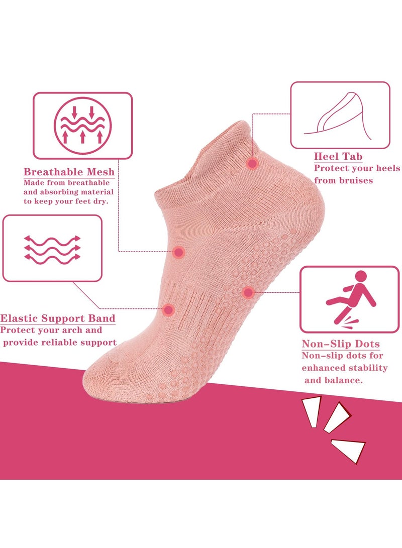 Cuken 3 PCS Non-slip Grip Pilates Socks for Women, Athletic Yoga Socks with Anti-Skid Dots for Workout (Black/Pink/Gray) - Image 3