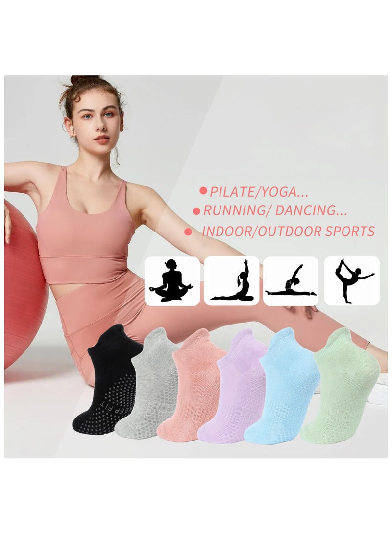 Cuken 3 PCS Non-slip Grip Pilates Socks for Women, Athletic Yoga Socks with Anti-Skid Dots for Workout (Black/Pink/Gray) - Image 4