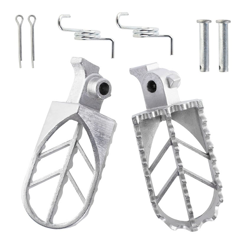 QAZAKY Stainless Steel Foot Pegs Rest Footpegs Compatible with Yamaha PW50 PW80 BW80 DT50 RT100 RT180 T225S TT225T TTR110 TTR90 TW200 WR200 WR250 WR500 XT250 XT350 XT600 YZ125 YZ250 YZ490 YZ80
