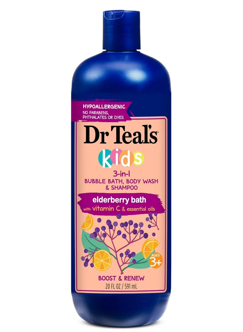 دكتور تيل غسول الجسم والشامبو 3 في 1 برائحة الفقاعات، حمام البلسان الأسود مع فيتامين سي، 591 مل - Image 1